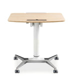 簡約淺木色升降式帶轆平板槽講台 Minimalist Light Wood Adjustable Podium with Tablet Slot and Wheels