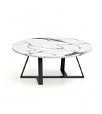 Modern White Marble Pattern Round Coffee Table