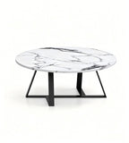 現代白色雲石紋圓形茶几 Modern White Marble Pattern Round Coffee Table