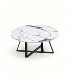 Modern White Marble Pattern Round Coffee Table