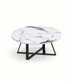 現代白色雲石紋圓形茶几 Modern White Marble Pattern Round Coffee Table