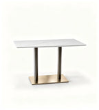 現代白色岩板不銹鋼餐枱 White Sintered Stone Dining Table