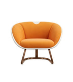 現代橙白PU皮拼布鐵腳會議椅洽談椅 Modern Orange PU & Fabric Meeting Chair