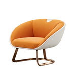 現代橙白PU皮拼布鐵腳會議椅洽談椅 Modern Orange PU & Fabric Meeting Chair
