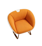 現代橙白PU皮拼布鐵腳會議椅洽談椅 Modern Orange PU & Fabric Meeting Chair