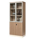 木紋鋁框玻璃帶密碼鎖辦公室文件櫃 Wood Grain Glass Office File Cabinet