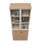 木紋鋁框玻璃帶密碼鎖辦公室文件櫃 Wood Grain Glass Office File Cabinet