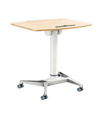 淺木色帶轆桌面可翻轉升降辦公枱 Light Wood Adjustable Desk