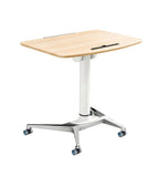 淺木色帶轆桌面可翻轉升降辦公枱 Light Wood Adjustable Desk