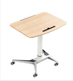 淺木色帶轆桌面可翻轉升降辦公枱 Light Wood Adjustable Desk