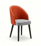 Modern Orange PU Leather and Fabric Dining Chair with Armrests
