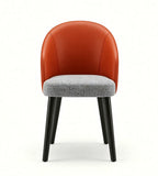 Modern Orange PU Leather and Fabric Dining Chair with Armrests