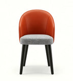 現代橙色西皮布面帶扶手餐椅 Modern Orange PU Leather and Fabric Dining Chair