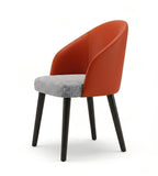 Modern Orange PU Leather and Fabric Dining Chair with Armrests