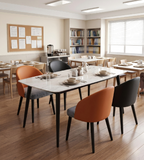 現代橙色西皮布面帶扶手餐椅 Modern Orange PU Leather and Fabric Dining Chair