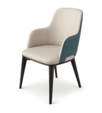 Modern Luxury Two-Tone PU Leather Ash Wood Leg Dining Chair