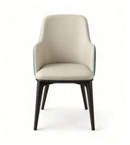 Modern Luxury Two-Tone PU Leather Ash Wood Leg Dining Chair