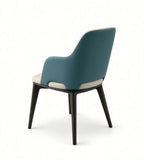 Modern Luxury Two-Tone PU Leather Ash Wood Leg Dining Chair