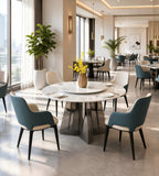 Modern Luxury Two-Tone PU Leather Ash Wood Leg Dining Chair