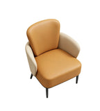 現代淺啡拼色PU皮麻布鐵腳洽談椅 Modern Two-Tone PU Leather Negotiation Chair