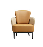 現代淺啡拼色PU皮麻布鐵腳洽談椅 Modern Two-Tone PU Leather Negotiation Chair