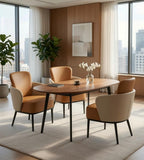 現代淺啡拼色PU皮麻布鐵腳洽談椅 Modern Two-Tone PU Leather Negotiation Chair