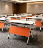 Modern White and Orange Foldable Training Table