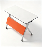 Modern White and Orange Foldable Training Table