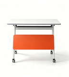 Modern White and Orange Foldable Training Table