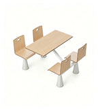 淺木白系連體桌椅	Light-Wood & White Linked Table Set