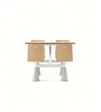 淺木白系連體桌椅	Light-Wood & White Linked Table Set