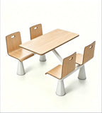 淺木白系連體桌椅 Light-Wood & White Linked Table Set