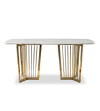 Light Luxury White Sintered Stone Rectangular Dining Table with Titanium Legs