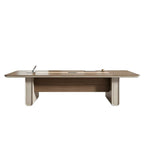 Premium Walnut Rectangular Conference Table with Cable Management