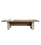 商務胡桃木色長方形帶線盒會議枱 Premium Walnut Conference Table