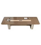 Premium Walnut Rectangular Conference Table with Cable Management