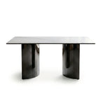輕奢白色岩板黑鈦不銹鋼腳長方形餐枱 Light Luxury White Sintered Stone Dining Table
