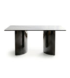 Light Luxury White Sintered Stone Rectangular Dining Table with Black Titanium Stainless Steel Legs