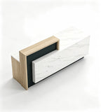 Floating-Look Marble & Wood Reception Desk