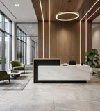 Floating-Look Marble & Wood Reception Desk