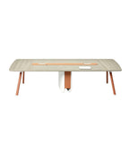 商務淺木紋長方形帶線盒會議枱 Light Wood Conference Table