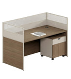 簡約木紋帶屏風員工辦公枱 Minimalist Wood Partition Desk