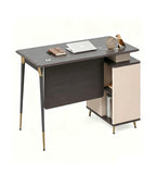 輕奢深木色鋼架帶密碼鎖活動櫃辦公枱 Light Luxury Dark Wood Office Desk with Mobile Cabinet