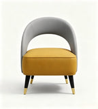 現代輕奢黃灰雙拼梳化 Modern Luxury Two-Tone Yellow and Grey PU Leather  Chair