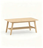 Nordic Natural Wood Double-Layer Rectangular Coffee Table