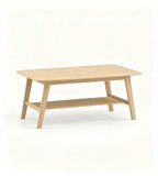 北歐原木色雙層長方形茶几 Nordic Natural Wood Double-Layer Rectangular Coffee Table