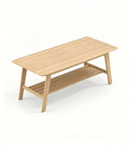 Nordic Natural Wood Double-Layer Rectangular Coffee Table