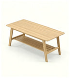 Nordic Natural Wood Double-Layer Rectangular Coffee Table