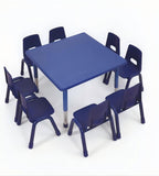 靈活藍色可升降八人方形幼稚園枱椅 Adjustable Blue Square Kindergarten Table
