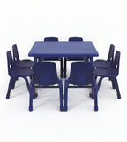 靈活藍色可升降八人方形幼稚園枱椅 Adjustable Blue Square Kindergarten Table